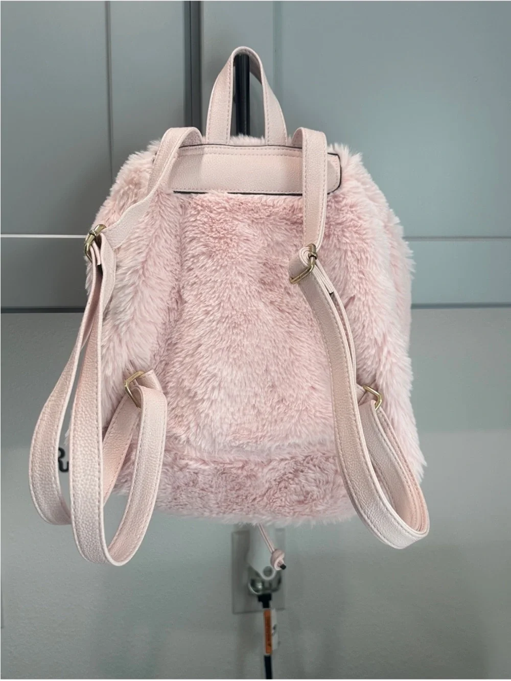 Plush Pink Faux Fur Mini Backpack